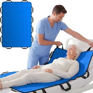 NurtureCare Upgraded 3-Layer Positioning Pad with Handles 60"x40" Extra Large Elderly Assistance Incovinence Care Washable Waterproof Bed Pad Transfer Board Moving Patient Transfer Sheet (Lake Blue)