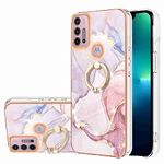 Reevermap Motorola Moto G30/ G10 Case with Ring Holder, Shockproof Silicone Marble Phone Cover Finger Kickstand Soft Metallic Anti Scratch TPU Rubber Bumper, Rose Gold