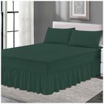 Plain Elastic Bed Valance Sheet, Ruffles Bed Skirt Sheets, Ultra Soft Bedskirts Valance Bedsheets, Dark Green