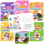 JAPBOR The Ten Commandments Coloring Books - 24PCS Christian Colouring Book Bulk for Kid Party Favor, 10 Commandment DIY Art Drawing Booklet Goodie Bag Filler Religious Painting Sunday School Supplies