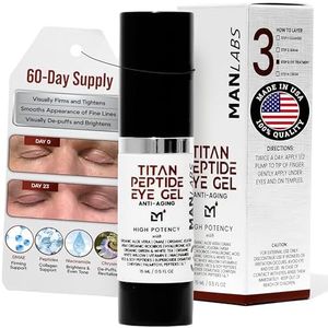 Man Labs Titan Peptide Anti-Aging Under Eye Serum for Men – Reduce Appearance of Puffiness, Dark Circles, Eye Bags, & Sagging – DMAE, Niacinamide, Hyaluronic Acid – Gel – All Skin Types – Unscented