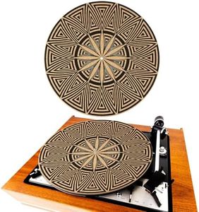 Briwooody Cork Turntable Mat/3mm Thick for Better Sound Support on 11.8 Inches Vinyl LP Record Player Turntable Slipmat Psychedelic Geometric for Vinyl Record(Mix Pattern Art)