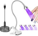 U V Light for Nails Gooseneck U V Lamp for Gel X Nails Mini Curing Light with Securing Clip Rotatable Flash Cure Light for Gel X Nails for Salon Nail DIY Home (Silver)