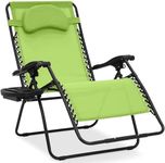 Best Choice Products Oversized Zero Gravity Chair, Folding Outdoor Patio Lounge Recliner w/Cup Holder Accessory Tray, Pillow - Lime Green