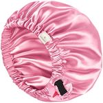 YANIBEST Silk Bonnet Satin Bonnet for Sleeping Women and Men, Adjustable Double Layer Hair Bonnet for Curly Braids Hair Light Pink