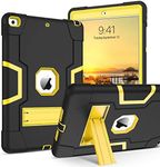 GUAGUA for iPad 9th Generation Case, iPad 8th/7th Generation Case 10.2 Inch 2021/2020/2019 Kickstand Heavy Duty 3 in 1 Rugged Bumper Shockproof Protective Anti-Scratch Case, Black/Yellow