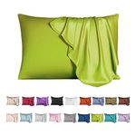 Mulberry Silk Pillowcase for Hair and Skin,Cooling Silk Pillow Case with Hidden Zipper,Allergen Proof Dual Sides Soft Breathable Smooth Silk Pillow Cover for Women. (Avocado Green, Toddler(13"x 18"))