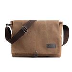 Kiss me Cross Body Bag for Men, Canvas Messenger Shoulder Bags for Work School Hiking Travel (Brown)