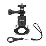 Bicycle Mount Action Camera Handlebar, Aluminium Alloy Mountain Bike Holder +1/4 adapter 360 Degree Rotation Rack Cradle Compatible for Action Cameras