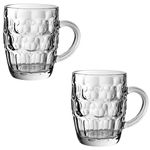 Traditional Glass Pint Tankards CE - Set of 2 | Also known as Dimpled Beer Tankard, Britannia Pint Mug, Beer Stein, Beer Mug