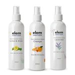 Elem Hand Sanitizer Spray Pack of 3-200ml | Lavender, Lime & Aloe, Orange Fragrance | Sanitizer Spray Combo Pack | Alcohol Based Hand Sanitizer | Refillable Sanitizer for Travel | Eco-friendly &Safe