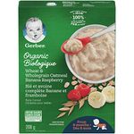 GERBER ORGANIC CEREAL Wheat & Wholegrain Oatmeal with Banana Raspberry, Baby Food, Cereals, 8+ months, 208 g, 6 Pack