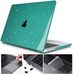 SwooK Case for M2 MacBook Pro 13 inch with/Without Touch Bar Plastic Hard Shell Case Cover with Keyboad Dustplugs TrackPad (SparklyDeep Teal)