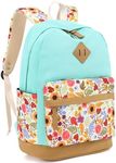 Leaper Girls Cute Backpack for School Laptop Backpack Canvas Travel Backpack for Women Kids Backpack College Kawaii Bookbag, Water Blue-sunflower, Large-more layer, Casual