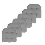 Marina Decoration Premium Thick Comfy Patio Pads Fiber Fill Tufted 19 x 19 x 4 Inch Textured Solid Cover Outdoor Indoor Chair Seat Cushions, 6 Count Pack Silver Color