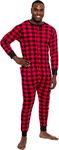 Ross Michaels Men's Buffalo Plaid One Piece Pajamas - Adult Union Suit Pajamas with Drop Seat, Red, X-Large