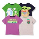 Amazon Essentials Spotted Zebra Boys' Big Disney Marvel Short-Sleeve T-Shirts, 4-Pack Star Wars The Child, XX-Large