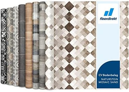 Floordirekt, Toscana Sand - Rivestimento per pavimenti in vinile, al metro su misura, per cucina e balcone, effetto legno, effetto piastrelle, robusto e facile da pulire, 100 x 200 cm