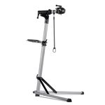 Urban Deco Bike Repair Stand Premium Aluminum Bike Stand for Maintenance, 110lbs Capacity, Height-Adjustable, 360° Rotatable Clamp, Tool Tray Included (Silver)