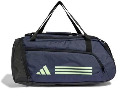 adidas Unisex Essentials 3-Stripes Duffel Bag, Shadow Navy/Green Spark, One Size