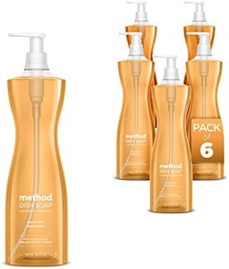 Method Dish Soap Liquid, Plant-Based Dishwashing Liquid that Cuts Through Tough Grease for a Sparkling Clean, Clementine Scent, 532 ml Soap Pump Bottles, 6 Pack, Packaging May Vary