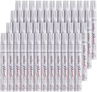 Overseas 48 White Paint Pens Markers, Oil Based Permanent Markers Set - Quick Drying, Waterproof, Fade-Resistant, Medium Tip Paint Pens for Wood, Metal, Rock, Ceramic, Plastic, Canvas, Glass, Rubber