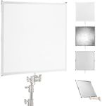 NEEWER Light Diffusion Panel Scrim Kit with Silver/White Reflector Film 30"x30" Foldable Frame with 5/8" Baby Pins Handle for C Stand 3 in 1 Diffuser for Studio Portrait Product Photography, SF7575F