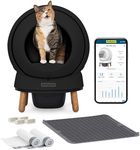 PetSafe ScoopFree SmartSpin Self-Cleaning Litter Box Bundle, Black – Odor Control – App Controlled – Up to 2 Weeks of Hands-Free Cleaning – Includes Litter Mat, 50 Waste Bin Liners, 4 Deodorizers