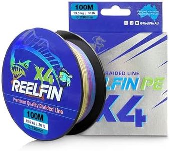 ReelFin Superpower PE Braided Fishing Line 100M-500M 10-50Lb, Abrasion Resistant Braided Lines for Saltwater Freshwater Fishing (X4-Multi-Color, 30LB(100M))