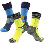 RANDY SUN 100% Waterproof Socks, Unisex Breathable Outdoor Multisports Socks Convenient And Easy To Wear(2 Pairs Midcalf Blue&Yellow M)