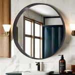 DESBING Black Round Bathroom Mirror 24 inch Circle Wall Mounted Vanity Mirror for Bathroom, Dining Room, Living Room, Entryway, Hallway with Metal Frame for Home Decor