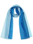 uxcell Long Chiffon Light Wedding Scarf Silky Gradient Color Party Shawl Spring Summer Beach Wrap for Women, Dark Light Blue, 63"x19.6"