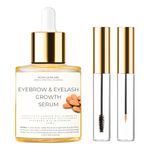 Noor Skincare Eyebrow & Eyelash Growth Serum/Oil - Organic, Brow & Lash Boosting Enhancer for Thick Eyebrows and Eyelashes - has Castor oil for Volume & comes with Applicators (30 ml)