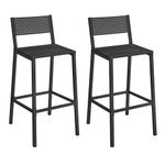 VASAGLE Breakfast Kitchen Bar Stool Set of 2, Counter Chairs, for Kitchen, Dining Room, Studio, Industrial Style, Charcoal Gray and Black ULBC070B22