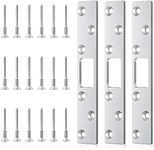 Deadbolt Strike Plate-6 Inch Door Strike Plate-Extended Strike Plate for Heavy Duty Residential Door Deadbolt Strike Armor (Silver)- 3 Pack