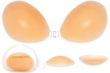 Beaulyn Sticky Bra with Nipple Covers Nude -Silicone Strapless Stick on Bra Push Up for Women, Breathable Backless & Invisible Adhesive Bra for Everyday Wearing