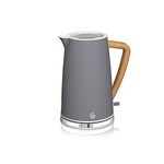 Swan SK14610GRYN Nordic Jug Kettle, Wood Effect, Soft Touch, 1.7L 3KW, Matte Slate Grey