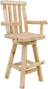 Sunnydaze Rustic Bar Stool - Light Brown, Fir Wood Construction, 4-Foot