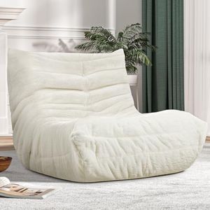Cansunna Bean Bag Chair Sofa Sack Big Beanbag Chair for Adults Fireside Bean Bag Lounger Memory Foam Chair for Home, Apartment or Gaming Venue (WHITEPLUSH)