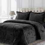 Tribeca Living Venice Velvet Oversized Duvet Set, Luxurious 2-Piece Twin Bedding, Super Soft Velvet with Hidden Button Closure, Steal Grey