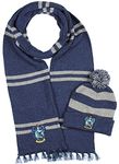 bioworld Harry Potter Hogwarts Houses Knit Ravenclaw Scarf & Pom Beanie Set (Ravenclaw)