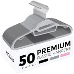 Plastic Hangers 50 Pack - Clothes Hanger with Hooks - Durable & Space Saving Coat Hanger - Heavy Duty Hangers - Skirt Hangers