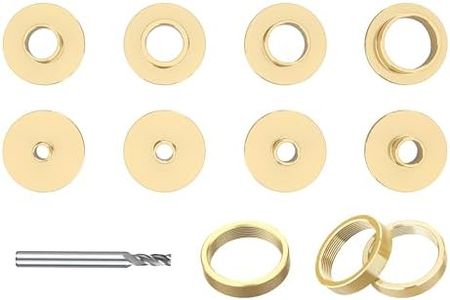 BOZXYE 11 Pcs Premium Brass Router Template Guides Set - Compatible Porter Cable Style Router Bushing Guide Set with Carrying Case and 1/4" Shank Woodworking Router