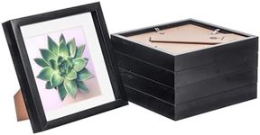 Nicola Spring 5 Piece 8 x 8 3D Shadow Box Photo Frame Set - Craft Display Picture Frame with 6 x 6 Mount - Glass Aperture - Black/White