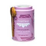 JusTea PURPLE JASMINE | Loose Leaf Purple Tea | Tin with Hand Carved Tea Spoon | 40+ Cups (90g) | Low Caffeine | Award-Winning | Fair Trade | Non-GMO