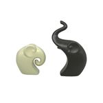 NOSCOMP Home Decor Couple Elephant Statue Ceramic Figures Showpieces for Home Decor - (Set of 2, Black, White)