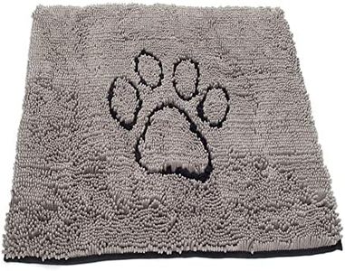 Dog Gone Smart Pet Products Dirty Dog Microfiber Paw Doormat - Mud Mat for Dogs - Super Absorbent Dog Mat Keeps Paws & Floors Clean - Machine Washable Pet Door Rugs with Non-Slip Backing | Large Grey