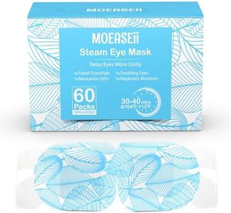 MOEASEii Steam Eye Mask for Dry Eyes, Heated Eye Mask Self Heating Warm Compress for Eyes, Disposable Steam Mask for Sleep, Spa, Travel Must Have for Rest, Relaxation Gifts, Unscented (60Packs)