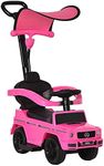 HOMCOM 3 in 1 Kids Children Ride on Push Car Toddler Sliding Car G350 Licensed Walker Foot to Floor Slider Push-Along with Horn Steering Wheel NO POWER Manual, Pink