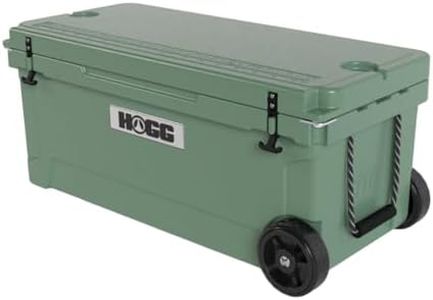 Ice Cooler with Wheels and Handle - 110qt Granada Green, Wheeled Cooler, Insulated Ice Chest with Wheels and Handle for Fishing and Camping with Dry Storage, Bottle Openers, and Cupholders